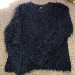 Girls fuzzy warm blue sweater navy